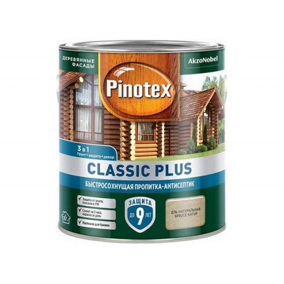 Пропитка-антисептик Pinotex Classic Plus 3 в 1 Ель натуральная, 2,5л