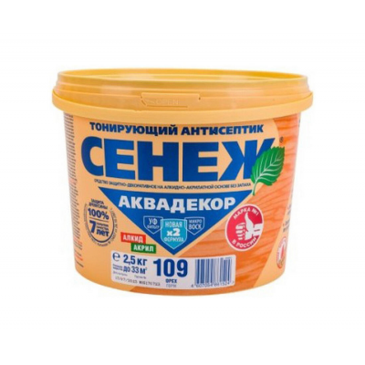 Антисептик Сенеж АКВАДЕКОР 109 орех, 2,5кг