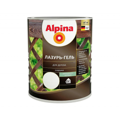 Лазурь-гель Alpina алкидый для дерева шелк.-матовый белый, 2,5л / 2,2кг