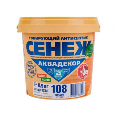 Антисептик Сенеж АКВАДЕКОР 108 черешня, 0,9 кг