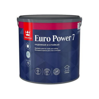 Краска Tikkurila EURO POWER 7 стойкая к мытью A мат, 2,7л