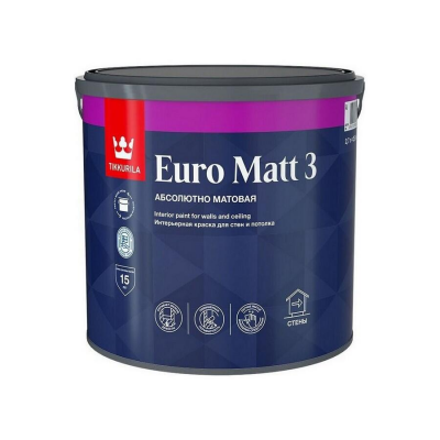 Краска Tikkurila EURO MATT 3 A матовая, 2,7л