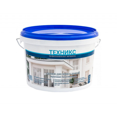 Краска ТЕХНИКС для окон и дверей п/глянц белая, 3кг