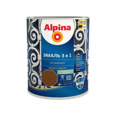 Грунт-эмаль Alpina 3в1 RAL8011 Темно-коричневый, 0,75л