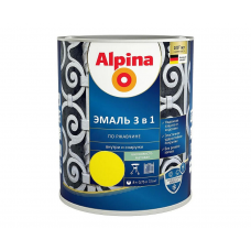 Грунт-эмаль Alpina 3в1 RAL1021 Желтый, 0,75л