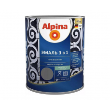 Грунт-эмаль Alpina 3в1 RAL9023 Серебряный, 0,75л