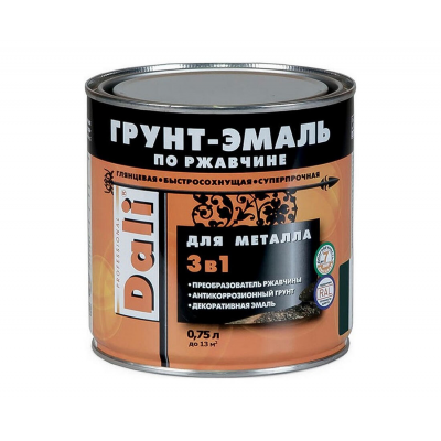 Грунт-эмаль Dali 3в1 по ржавчине черная, 0,75л
