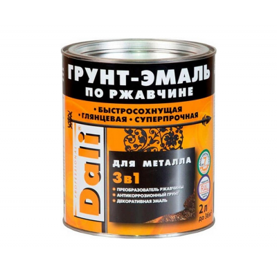 Грунт-эмаль Dali 3в1 по ржавчине серая, 2л