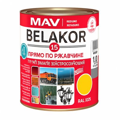 Грунт-эмаль BELAKOR 15 RAL1023 матовая желтая, 1кг