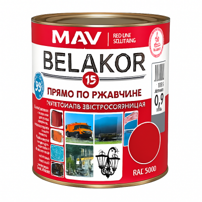 Грунт-эмаль BELAKOR 15 RAL3000 матовая красная, 0,9кг