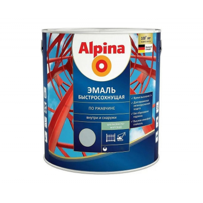Грунт-эмаль Alpina быстросохнущая RAL7040 серый, 0,75л