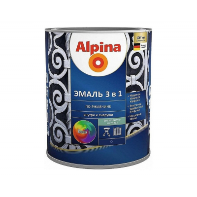 Грунт-эмаль Alpina 3в1 База3, шелковисто-матовая 0,64л / 0,69кг