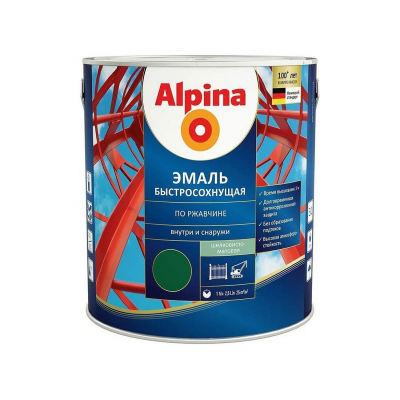 Грунт-эмаль Alpina быстросохнущая RAL6005 зеленый, 2,5л