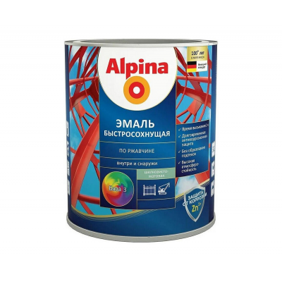 Грунт-эмаль Alpina быстросохнущая База3, шелк.-мат.2,35л