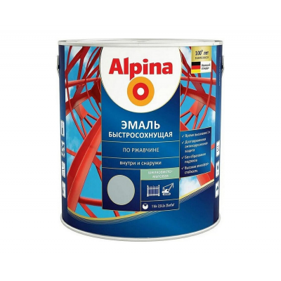 Грунт-эмаль Alpina быстросохнущая RAL7040 серый, 2,5л