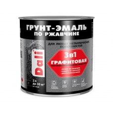 Грунт-эмаль Dali 3в1 графит по ржавчине черная, 2л