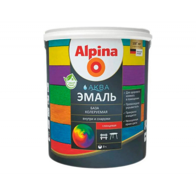 Эмаль Alpina АКВА колеруемая глянцевая База3, 0,85л