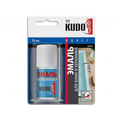 Эмаль аэроз. KUDO для ванн белая с кисточкой, 15мл