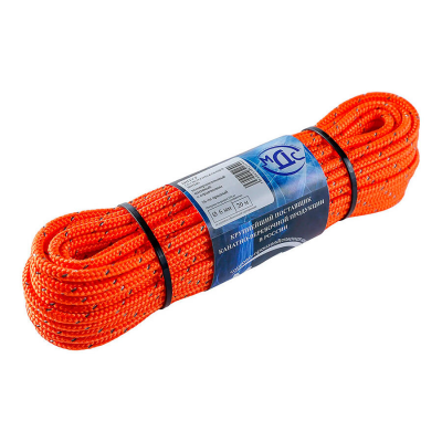 Шнур пп плетеный со светоотражающей нитью d6мм 16 пр. с сердечником 20м