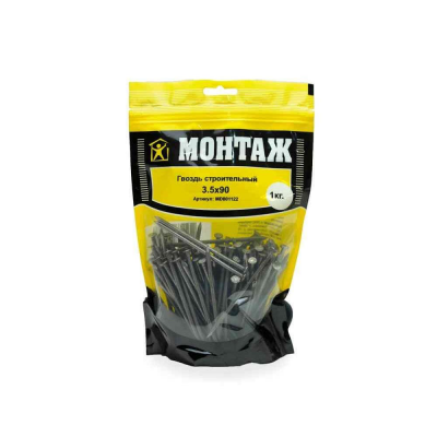 Гвоздь строительный 3.5х90, дой-пак L, МОНТАЖ (уп=1кг)