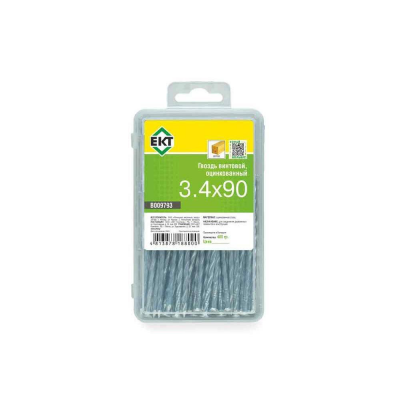 Гвоздь винтовой, 3.4х90, цинк, в пласт.контейнере, ЕКТ (уп=0,4кг)