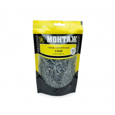 Гвоздь строительный 2.0x40, дой-пак M, МОНТАЖ (уп=0.5кг)