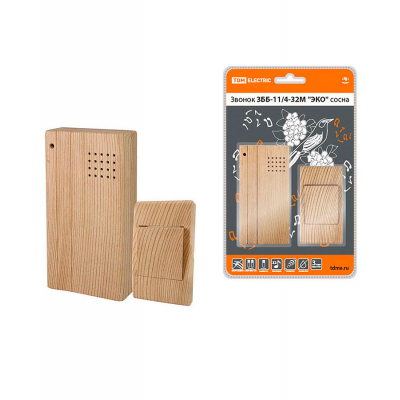 Звонок беспровод. на батарейках TDM ЗББ-11/4-32М сосна