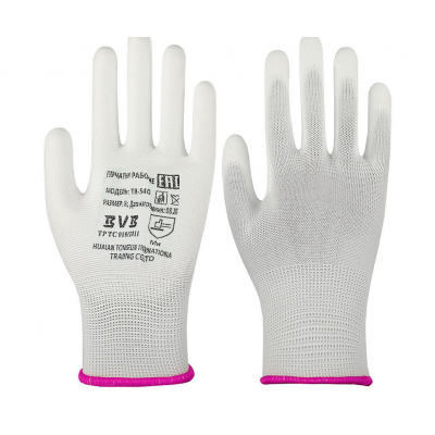 Перчатки трикотаж. полиуретан BVB TR-540 белые р10