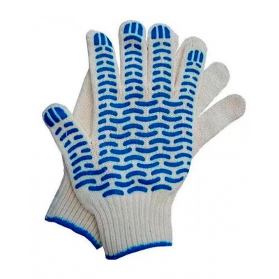 Перчатки х/б с ПВХ БЕЛГЛОВС Волна 7,5кл. бел.