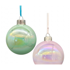 Шар елочный 8см MAGIC TIME стекло зеленый/розовый 92638