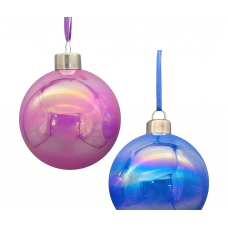 Шар елочный 8см MAGIC TIME стекло розовый/синий 92637