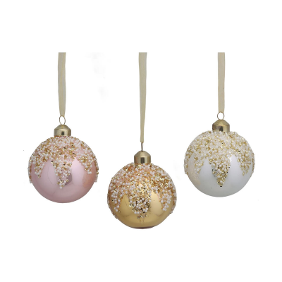 Шар елочный MAGIC TIME (8см) стекло декор блестки в ассорт. 90865