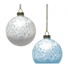 Шар елочный 8см MAGIC TIME стекло белый/голубой 95437