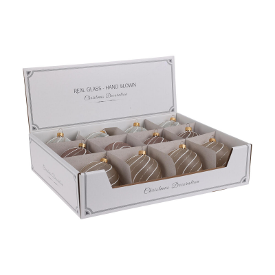 Шар елочный 8см KOOPMAN Завитки стекло золотой AVG120160