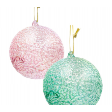 Шар елочный 10см MAGIC TIME стекло розовый/зеленый 93379