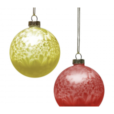 Шар елочный 8см MAGIC TIME стекло желтый/красный 95438