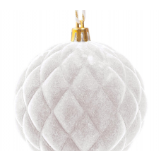 Шар елочный 8см MAGIC TIME Бархат пластик белый 94390