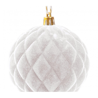 Шар елочный 8см MAGIC TIME Бархат пластик белый 94390