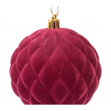 Шар елочный 8см MAGIC TIME Бархат пластик красный 94391