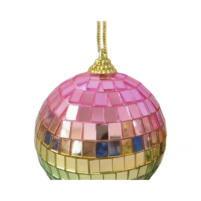 Шар елочный 10см MAGIC TIME Диско пластик розовый 93320