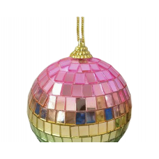 Шар елочный 8см MAGIC TIME Диско пластик розовый 93319