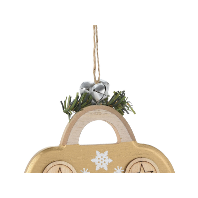 Игрушка елочная 7см KOOPMAN Машинка дерево золотой/серебряный DH8063040