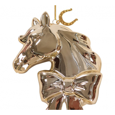 Игрушка елочная 6см MAGIC TIME Лошадка фарфор золотой 94957