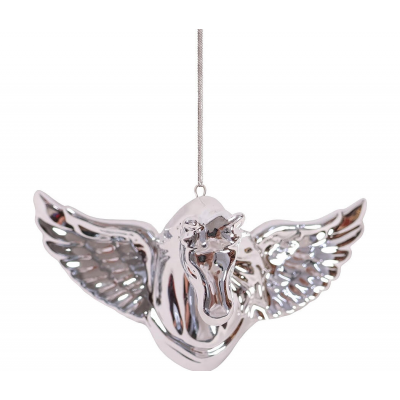 Игрушка елочная 6см MAGIC TIME Пегас фарфор серебряный 94959
