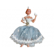 Игрушка елочная 13см MAGIC TIME Балерина пластик/текстиль голубой 94977