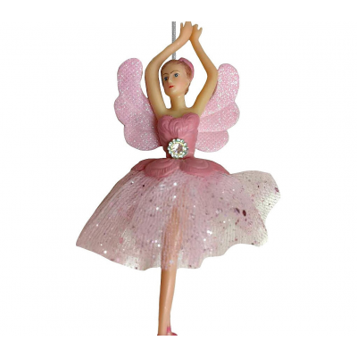 Игрушка елочная 11см MAGIC TIME Балерина пластик/текстиль розовый 94981