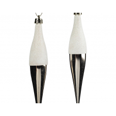 Украшение елочное подвесное 16см MAGIC TIME Сосулька пластик бело-серебр. 91718