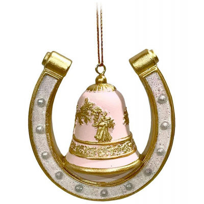 Украшение елочное подвесное 7см MAGIC TIME Подкова полирезина золотой 95508