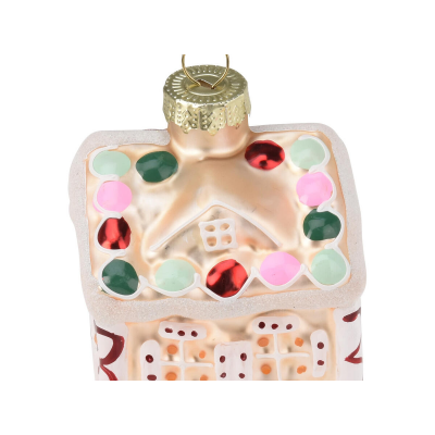 Игрушка елочная 8см KOOPMAN Домик стекло шампань ABT400930