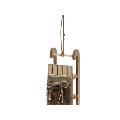 Игрушка елочная 11см KOOPMAN Санки дерево коричневый/белый/серый GR9121200